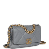 Chanel Medium 19 Flap Bag Grey Lambskin Mixed Metal Hardware