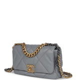 Chanel Medium 19 Flap Bag Grey Lambskin Mixed Metal Hardware