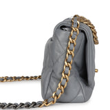 Chanel Medium 19 Flap Bag Grey Lambskin Mixed Metal Hardware