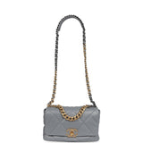 Chanel Medium 19 Flap Bag Grey Lambskin Mixed Metal Hardware