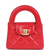 Chanel Nano Kelly Shopper Red Shiny Aged Calfskin Brushed Gold Hardware