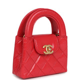 Chanel Nano Kelly Shopper Red Shiny Aged Calfskin Brushed Gold Hardware