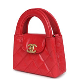 Chanel Nano Kelly Shopper Red Shiny Aged Calfskin Brushed Gold Hardware