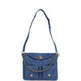 Chanel Large Supple Twins Hobo Bag Blue Denim Brushed Gold Hardware