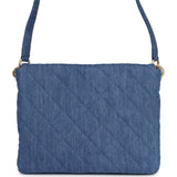 Chanel Large Supple Twins Hobo Bag Blue Denim Brushed Gold Hardware