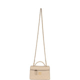 Chanel CC Top Handle Long Vanity Case With Chain Light Beige Shiny Caviar Brushed Gold Hardware