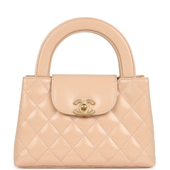 Chanel Small Kelly Shopper Beige Shiny Aged Calfskin Brushed Gold Hardware