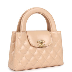 Chanel Small Kelly Shopper Beige Shiny Aged Calfskin Brushed Gold Hardware