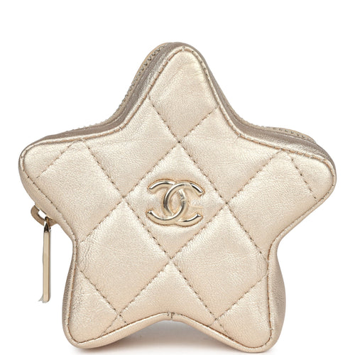 Chanel Walk Of Fame Star Clip-On Coin Purse Metallic Gold Goatskin Light Gold Hardware