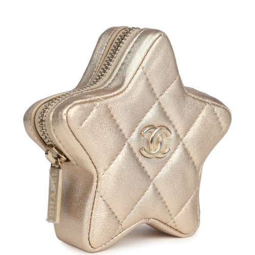 Chanel Walk Of Fame Star Clip-On Coin Purse Metallic Gold Goatskin Light Gold Hardware
