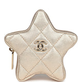 Chanel Walk Of Fame Star Clip-On Coin Purse Metallic Gold Goatskin Light Gold Hardware