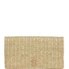 Chanel CC Woven Clutch Gold Natural Raffia Antique Gold Hardware