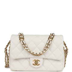 Chanel Mini CC You Flap Bag White Caviar Gold Hardware