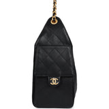 Chanel Small 25 Hobo Bag Black Caviar Antique Gold Hardware