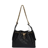 Chanel Small 25 Hobo Bag Black Caviar Antique Gold Hardware