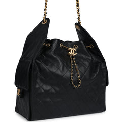 Chanel Medium 25 Hobo Bag Black Caviar Antique Gold Hardware