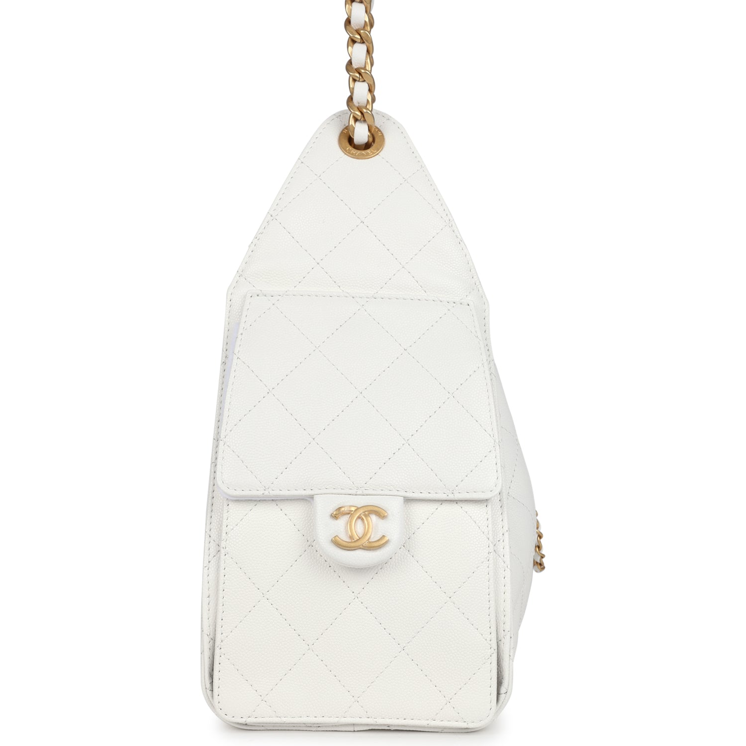 CHANEL 25S HOBO BAG 45 IN CREAM WHITE LAMBSKIN