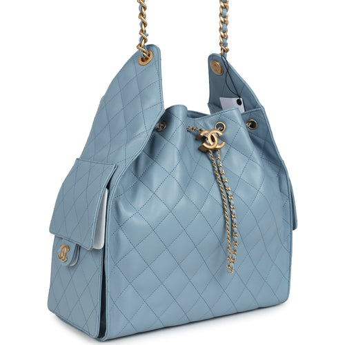 Chanel Medium 25 Hobo Bag Blue Caviar Antique Gold Hardware