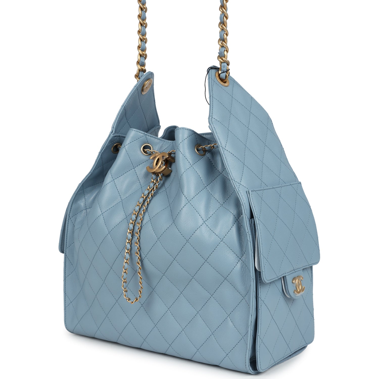 CHANEL 25S HOBO BAG 40 IN BROWN SUEDE WITH GOLD HARDWARE