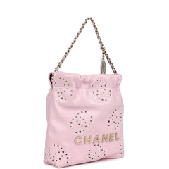 Chanel Mini 22 Bag Pink Shiny Calfskin Brushed Gold Hardware