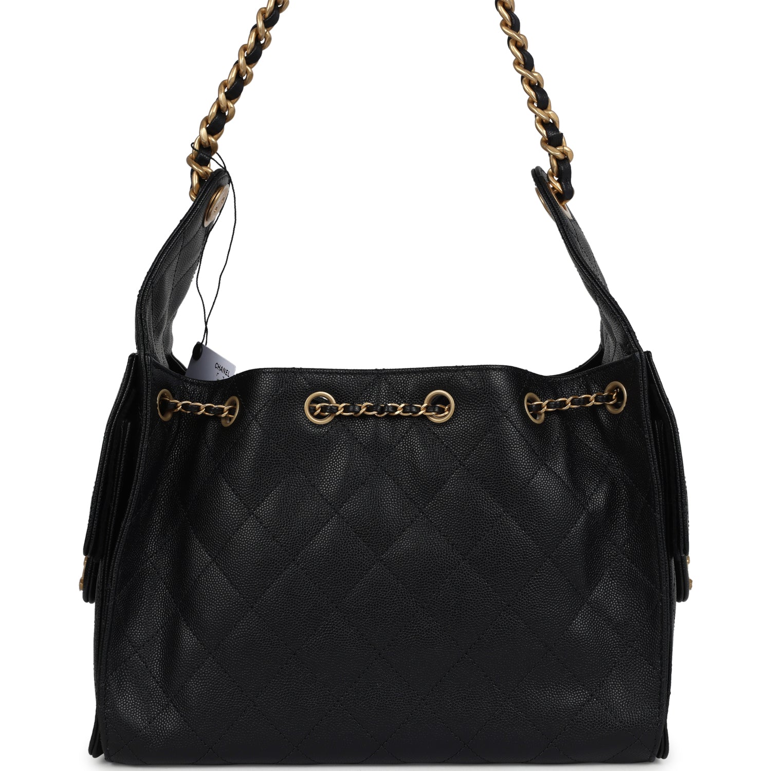 CHANEL 25S HOBO RETRO BAG 24 IN BLACK CALFSKIN GOLD HARDWARE