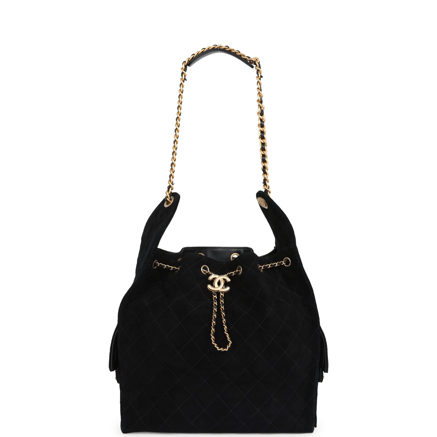 CHANEL 25S LARGE HOBO BAG 36 IN BLACK CALFSKIN GOLD HARDWARE