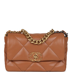 Chanel Medium 19 Flap Caramel Shiny Lambskin Mixed Metal Hardware