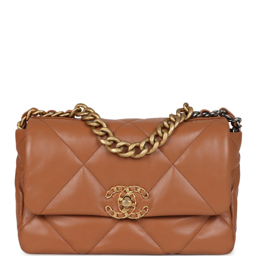 Chanel Medium 19 Flap Caramel Shiny Lambskin Mixed Metal Hardware