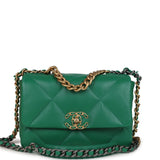 Chanel Medium 19 Flap Green Shiny Lambskin Mixed Metal Hardware
