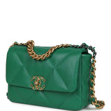 Chanel Medium 19 Flap Green Shiny Lambskin Mixed Metal Hardware