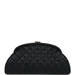 Pre-owned Chanel Timeless CC Kisslock Clutch Black Caviar Silver Hardware
