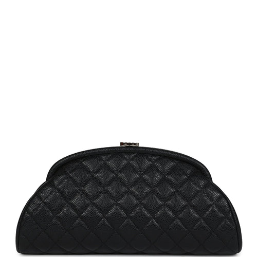 Pre-owned Chanel Timeless CC Kisslock Clutch Black Caviar Silver Hardware