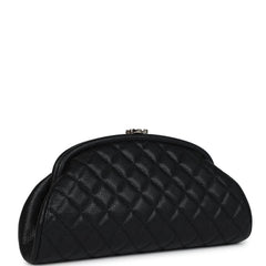 Pre-owned Chanel Timeless CC Kisslock Clutch Black Caviar Silver Hardware