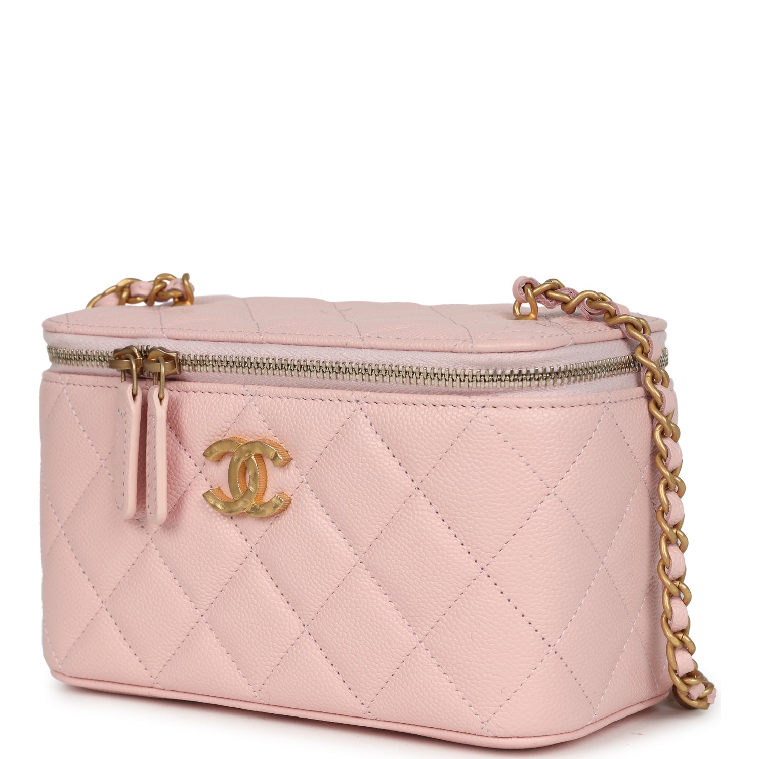 CC 25P Vanity Case 19.5cm Yellow Pastel Calfskin Heart Rhinestone 243607 main image 1