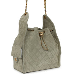 Chanel Medium 25 Hobo Bag Olive Green Suede Antique Gold Hardware