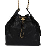 Chanel Medium 25 Hobo Bag Black Caviar Antique Gold Hardware