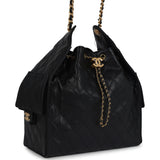 Chanel Medium 25 Hobo Bag Black Caviar Antique Gold Hardware