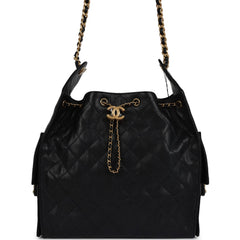 Chanel Medium 25 Hobo Bag Black Caviar Antique Gold Hardware