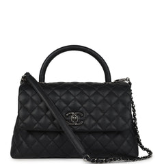 Chanel Small Coco Top Handle Black Caviar Aged Ruthenium Hardware