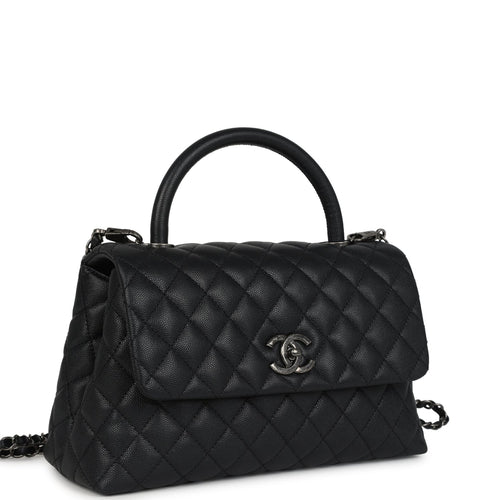 Chanel Small Coco Top Handle Black Caviar Aged Ruthenium Hardware