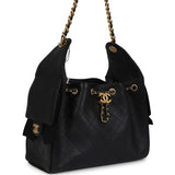 Chanel Small 25 Hobo Bag Black Caviar Antique Gold Hardware