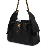 Chanel Small 25 Hobo Bag Black Caviar Antique Gold Hardware