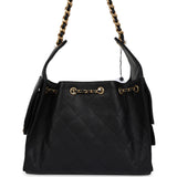 Chanel Small 25 Hobo Bag Black Caviar Antique Gold Hardware