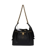 Chanel Small 25 Hobo Bag Black Caviar Antique Gold Hardware