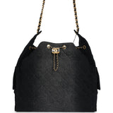 Chanel Large 25 Hobo Bag Black Washed Denim Antique Gold Hardware