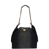 Chanel Large 25 Hobo Bag Black Washed Denim Antique Gold Hardware