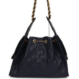 Chanel Small 25 Hobo Bag Dark Navy Caviar Antique Gold Hardware - Thumbnail View 4