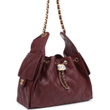 Chanel Small 25 Hobo Bag Burgundy Caviar Antique Gold Hardware