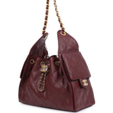 Chanel Small 25 Hobo Bag Burgundy Caviar Antique Gold Hardware