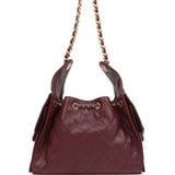 Chanel Small 25 Hobo Bag Burgundy Caviar Antique Gold Hardware